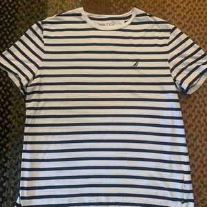 Nautica Men's Striped Tee in White and Navy